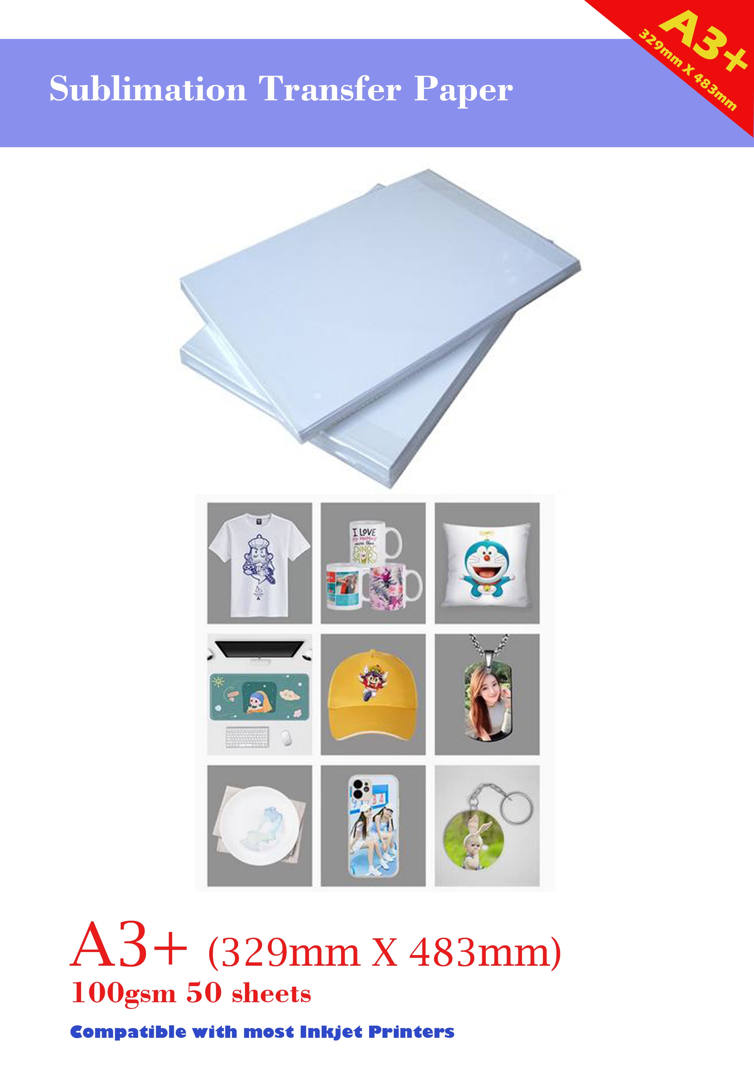 A3+ sublimation heat transfer paper