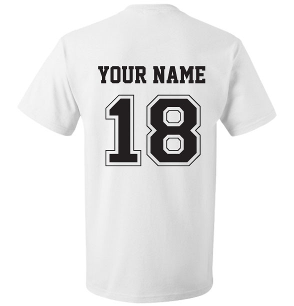 Personalised White T shirt with Your Favourite Number and Name