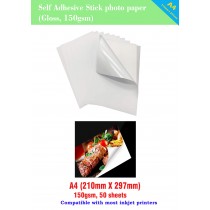 A4 Self Adhesive Stick Photo Paper