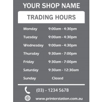 Personalised Shop Opening Hours Window Decal