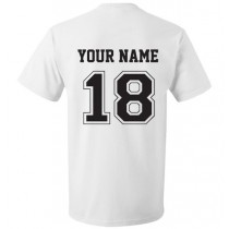 Personalised White T shirt with Your Favourite Number and Name