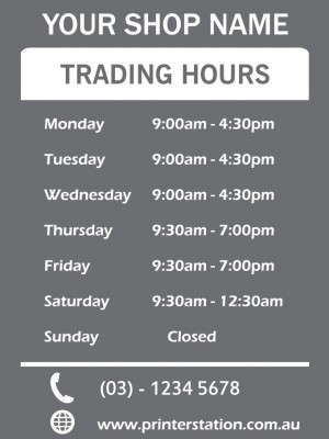 Personalised Shop Opening Hours Window Decal