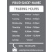 Shop Opening hours window decal